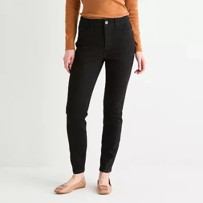 St. John's Bay Womens Tall Skinny Fit Jean In Black