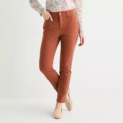 St. John's Bay Womens Tall Skinny Fit Jean In Brown