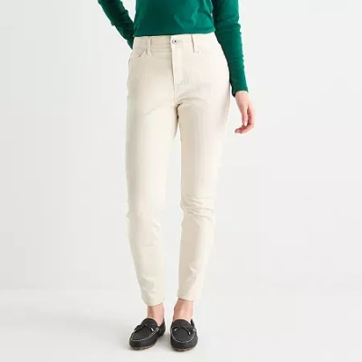 St. John's Bay Womens Tall Skinny Fit Jean In White