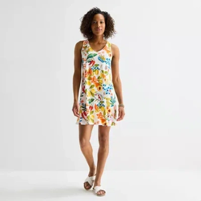 St. John's Bay Womens Tall Sleeveless Floral A-line Dress In Multi