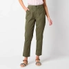 St. John's Bay Womens Tall Slim Flat Front Pant In Green