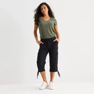 St. John's Bay Womens Tall Straight Mid Rise Capri Pant In Black