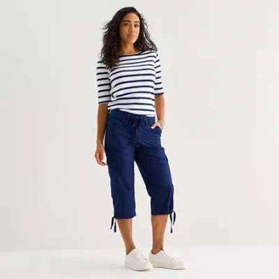 St. John's Bay Womens Tall Straight Mid Rise Capri Pant In Blue