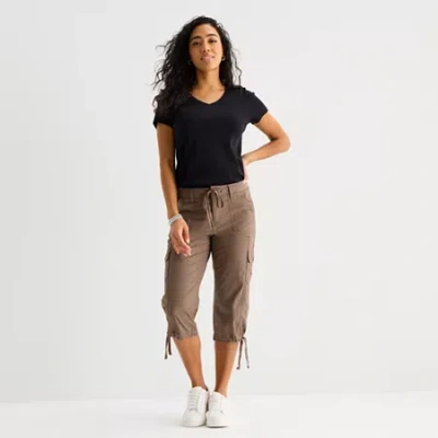 St. John's Bay Womens Tall Straight Mid Rise Capri Pant In Brown