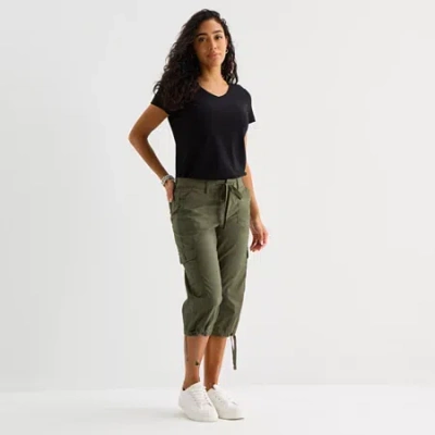 St. John's Bay Womens Tall Straight Mid Rise Capri Pant In Green
