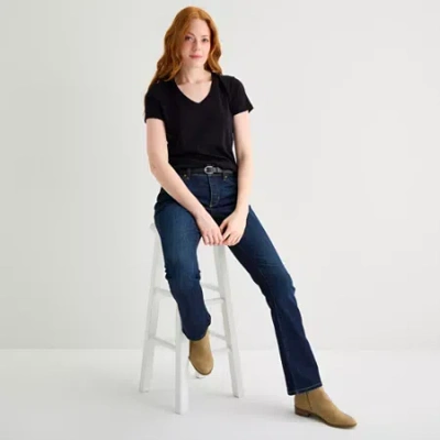 St. John's Bay Womens Tall V Neck Short Sleeve T-shirt In Black