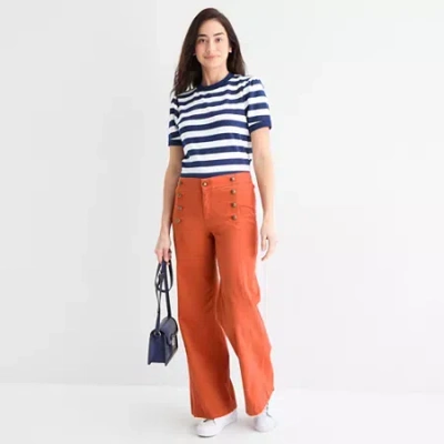 St. John's Bay Womens Tall Wide Leg Trouser In Orange
