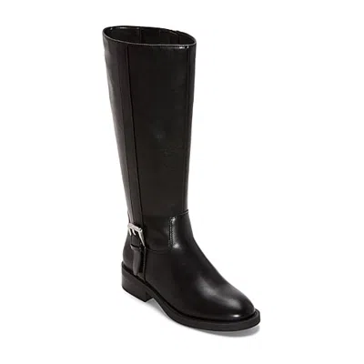 St. John's Bay Womens Tassie Block Wide Calf Heel Riding Boots In Black