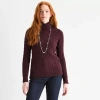 St. John's Bay Womens Turtleneck Long Sleeve Cable Knit Pullover Sweater In Burgundy