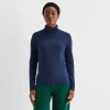 St. John's Bay Womens Turtleneck Long Sleeve T-shirt In Blue