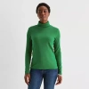 St. John's Bay Womens Turtleneck Long Sleeve T-shirt In Green