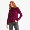 St. John's Bay Womens Turtleneck Long Sleeve T-shirt In Red