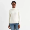 St. John's Bay Womens Turtleneck Long Sleeve T-shirt In White
