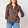 St. John's Bay Womens V Neck Long Sleeve Blouse In Multi