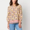 St. John's Bay Womens V Neck Long Sleeve Blouse In Multi