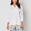 St. John's Bay Womens V Neck Long Sleeve Blouse In White