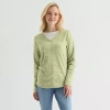 St. John's Bay Womens V Neck Polar Fleece Long Sleeve Sweatshirt In Green