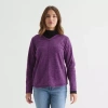 St. John's Bay Womens V Neck Polar Fleece Long Sleeve Tall Sweatshirt In Purple