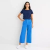 St. John's Bay Womens Wide Leg High Rise Cropped Pant In Blue