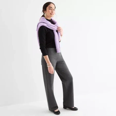 St. John's Bay Womens Wide Leg Pull-on Pant In Gray