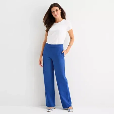 St. John's Bay Womens Wide Leg Trouser In Blue