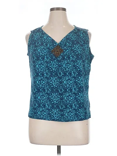 Pre-owned St. John's Bay Tank Top Teal Keyhole Neckline Tops