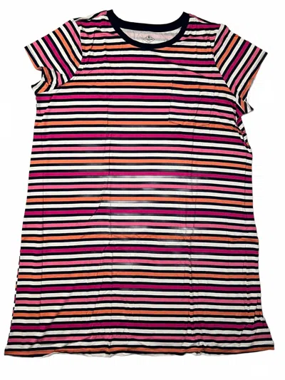 St. John's Bay Women's Shirt Dress In Navy Multi Stripe