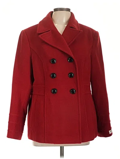 Pre-owned St. John's Bay Wool Coat In Red