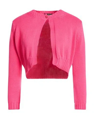 St. Margaret Woman Cardigan Fuchsia Size L Cotton In Pink