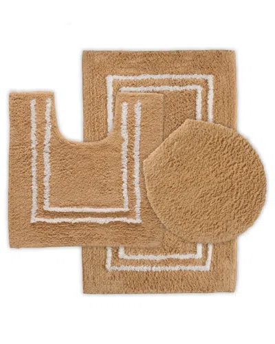ST MARY'S ST MARY'S TUFTED 3PC COTTON BATH RUG SET WITH LID COVER