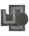 St Mary's Tufted 3pc Cotton Bath Rug Set With Lid Cover In Gray