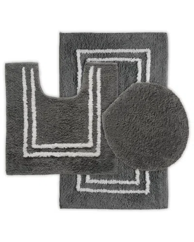 ST MARY'S ST MARY'S TUFTED 3PC COTTON BATH RUG SET WITH LID COVER