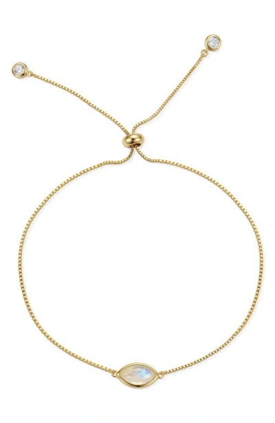 St. Moran 14k Gold Plate Moonstone Slider Bracelet In White/gold