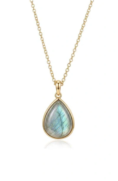 St. Moran 14k Gold Plated Labradorite Pendant Necklace In Green/gold
