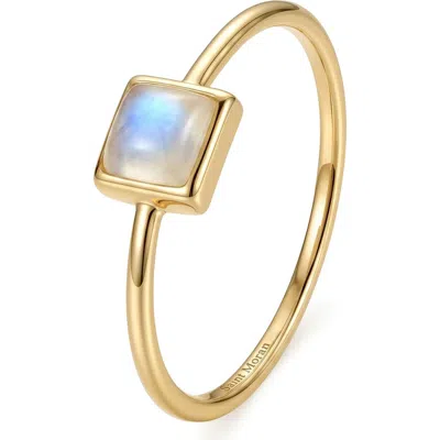 St. Moran 14k Yellow Gold Plated Square Moonstone Ring In White/gold