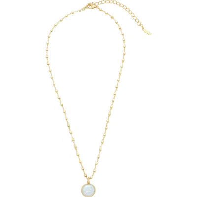 St. Moran 18k Gold Plated Freshwater Pearl Pendant Necklace In White/ Gold