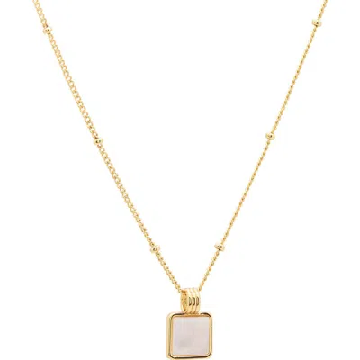 St. Moran 18k Gold Plated Mother Of Pearl Pendant Necklace In White/ Gold