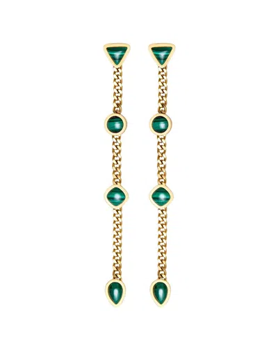 St. Moran 18k Plated 10.00 Ct. Tw. Malachite Lafeyette Earrings In Multi