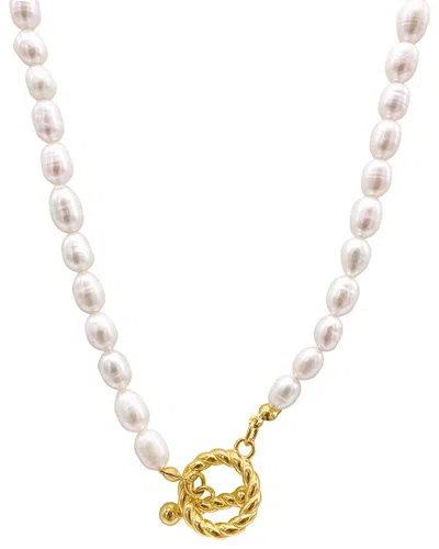 St. Moran 18k Plated 10mm Pearl Cable Toggle Necklace In Gold