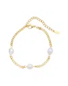 St. Moran 18k Plated 10mm Pearl Curb Chain Station Bracelet