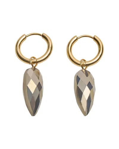 St. Moran 18k Plated 11.00 Ct. Tw. Pyrite Hoop Drop Earrings In Multi