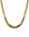St. Moran 18k Plated 3.00 Ct. Tw. Ruby Trillion Cut Herringbone Chain Necklace