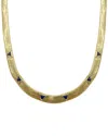 St. Moran 18k Plated 3.00 Ct. Tw. Sapphire Trillion Cut Herringbone Chain  Necklace