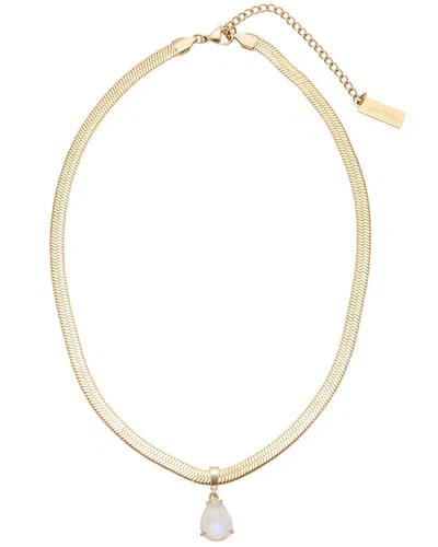 St. Moran 18k Plated 4.00 Ct. Tw. Moonstone Herringbone Necklace In Gold