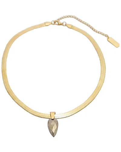 St. Moran 18k Plated 6.00 Ct. Tw. Pyrite Herringbone Chain Necklace In Gold
