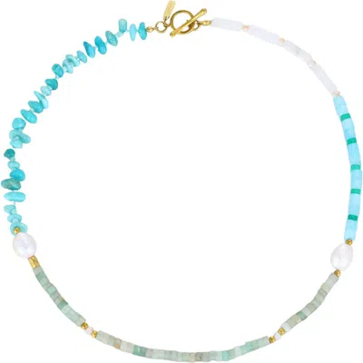 St. Moran Beaded Freshwater Pearl Necklace In Blue