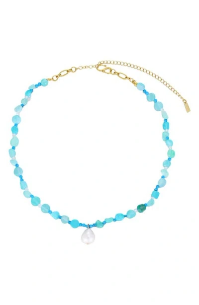 St. Moran Beaded Freshwater Pearl Pendant Necklace In Blue