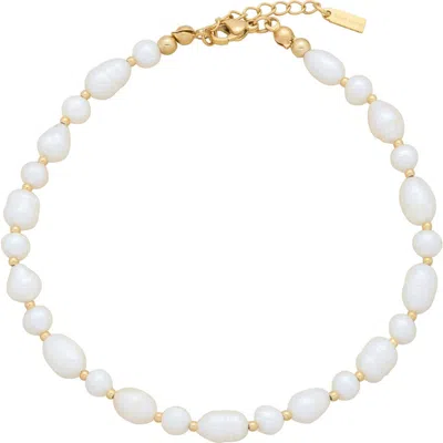 St. Moran Chunky Freshwater Pearl Anklet In White