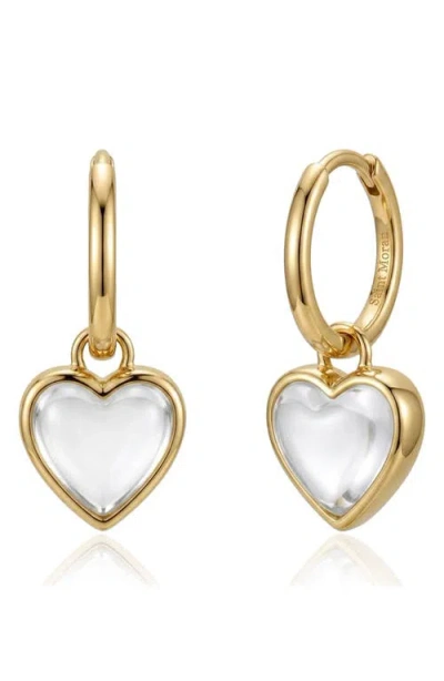 St. Moran Clear Quartz Heart Drop Hoop Earrings In Pink