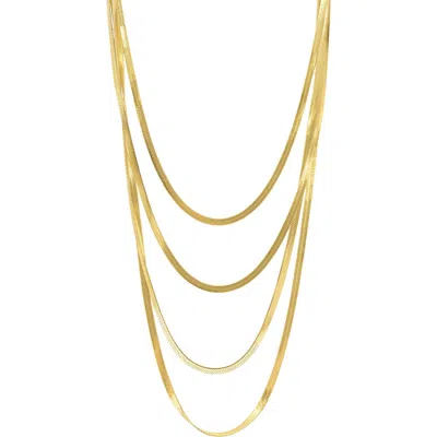 St. Moran Davinci Layered Herringbone Chain Necklace In Gold